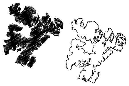 Madre de Dios island (Republic of Chile, South and Latin America) map vector illustration, scribble sketch Madre de Dios mapのイラスト素材