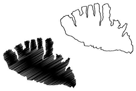 Stjernoya island (Kingdom of Norway) map vector illustration, scribble sketch Stierdna mapのイラスト素材