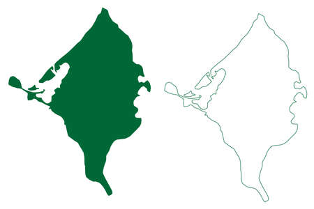 Pamanzi island (Department of Mayotte, Indian Ocean, Comoros archipelago) map vector illustration, scribble sketch Petite-Terre mapのイラスト素材