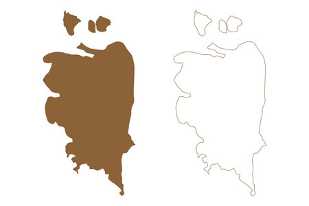 Kanmaw Island (Republic of the Union of Myanmar, Burma, Mergui, Myeik Archipelago, Indian Ocean) map vector illustration, scribble sketch Kanmaw Kyun, Kisseraing, Kithareng or Ketthayin mapのイラスト素材