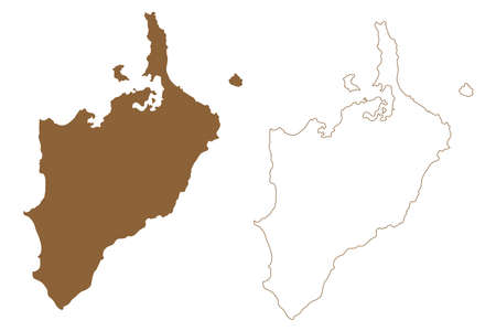 Little Nicobar Island (Republic of India, Nicobar Archipelago, Indian Ocean) map vector illustration, scribble sketch Ong mapのイラスト素材