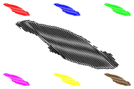 Anticosti island (Canada, North America, Quebec province) map vector illustration, scribble sketch Anticosti mapのイラスト素材