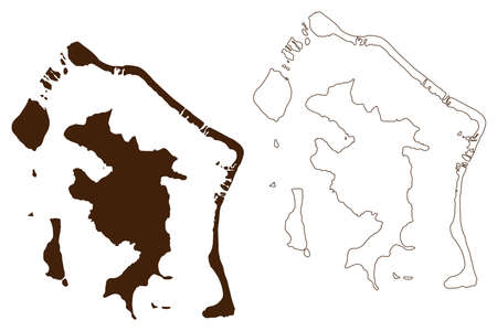 Bora Bora island (France, French Republic, Pacific Ocean, Society Islands Archipelago, French Polynesia) map vector illustration, scribble sketch Bora Bora mapのイラスト素材