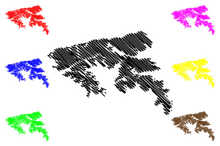 Hoste island (Republic of Chile, South and Latin America, Tierra del Fuego Archipelago) map vector illustration, scribble sketch Isla Hoste mapのイラスト素材