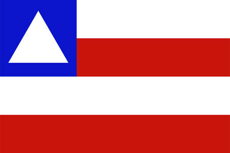 Flag of Bahia state (Federative Republic of Brazil) Four alternating horizontal stripes of equal length in white and red, in the upper canton, a white triangle on a blue fieldのイラスト素材