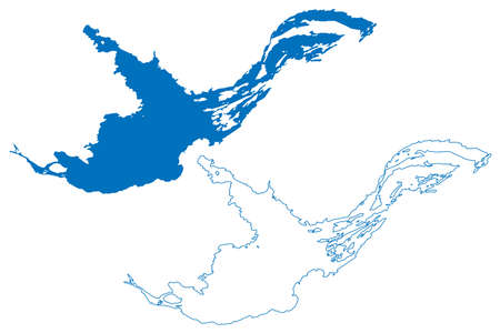 Great Slave Lake (Canada, North America) map vector illustration, scribble sketch Tidee, Tindeâe, Tu NedhÃ© or Tucho mapのイラスト素材