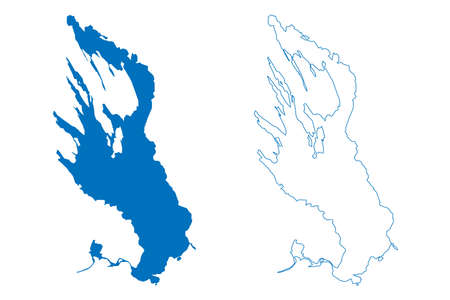 Lake Onega (Russia, Russian Federation) map vector illustration, scribble sketch Onego or Onezhskoe ozero mapのイラスト素材