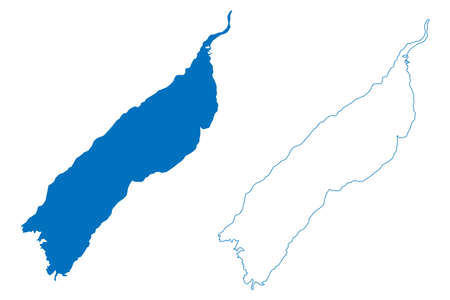 Lake Albert (Africa, Uganda and Democratic Republic of the Congo) map vector illustration, scribble sketch Lake Mobutu Sese Seko or Mwitanzige mapのイラスト素材