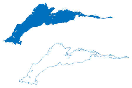 Lake Athabasca (Canada, North America) map vector illustration, scribble sketch mapのイラスト素材