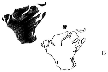 Angoche island (Republic of Mozambique, Indian Ocean) map vector illustration, scribble sketch Angoche mapのイラスト素材