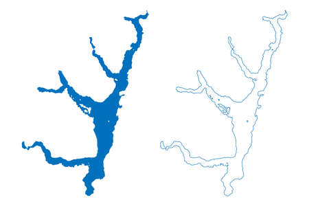Lake Te Anau (New Zealand, Oceania, South Island) map vector illustration, scribble sketch Whakatipu mapのイラスト素材