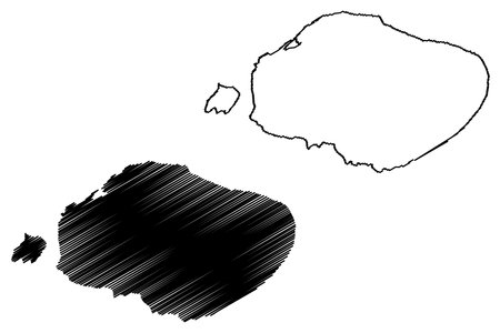 Grande Cayemite island (Republic of Haiti, Cenrtal America, Caribbean islands) map vector illustration, scribble sketch Les Cayemites, Petite Cayemite mapのイラスト素材