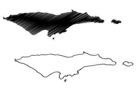 Samana Cay island (Commonwealth of The Bahamas, Cenrtal America, Caribbean islands) map vector illustration, scribble sketch Samana Cay mapのイラスト素材