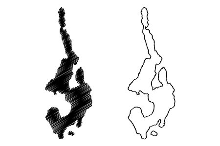 Ko Phi Phi Lee island (Kingdom of Thailand, Siam, Indian Ocean, Phi Phi Archipelago) map vector illustration, scribble sketch Ko Phi Phi Leh mapのイラスト素材