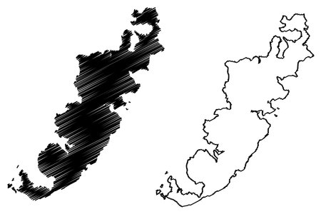 Hirado island (Japan, East Asia, Japanese archipelago) map vector illustration, scribble sketch Hiradoshima mapのイラスト素材