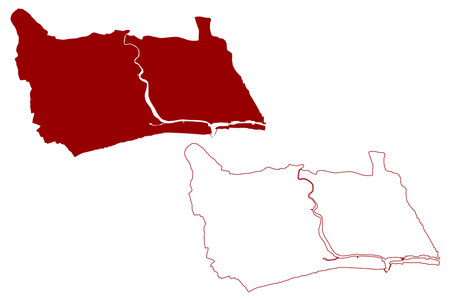 Adur Non-metropolitan district (United Kingdom of Great Britain and Northern Ireland, ceremonial county West Sussex, England) map vector illustration, scribble sketch mapのイラスト素材