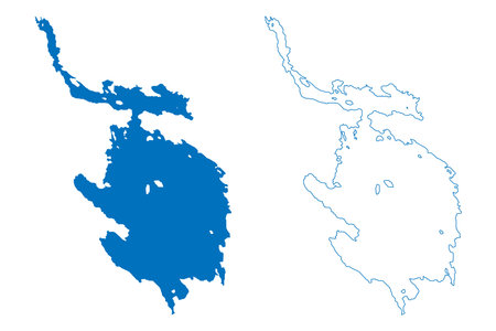 Lake Yanisyarvi (Russia, Russian Federation, Republic of Karelia) map vector illustration, scribble sketch JÃ¤nisjÃ¤rvi mapのイラスト素材