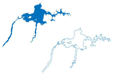 Lake Narva Reservoir (Russia, Russian Federation, Republic of Estonia) map vector illustration, scribble sketch Narva veehoidla mapのイラスト素材