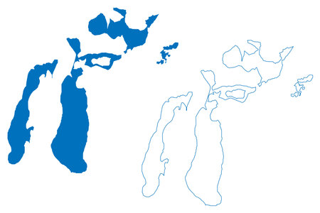 Lake Aral Sea (Republic of Kazakhstan, Republic of Uzbekistan) map vector illustration, scribble sketch North and South Aral Sea mapのイラスト素材
