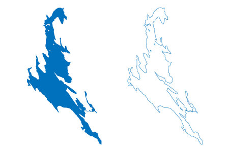 Lake of East Grand (Canada, United States, North America, us, part of the Chiputneticook Lakes) map vector illustration, scribble sketch Grand mapのイラスト素材
