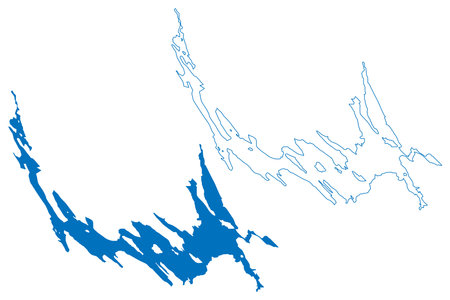 Lake of Spednic (Canada, United States, North America, us, part of the Chiputneticook Lakes) map vector illustration, scribble sketch Palfrey, Spednik or Spednick Lake mapのイラスト素材