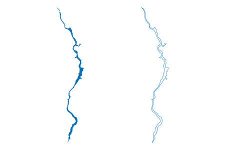 Lake Koocanusa (Canada, United States, North America, us) map vector illustration, scribble sketch Koocanusa reservoir mapのイラスト素材