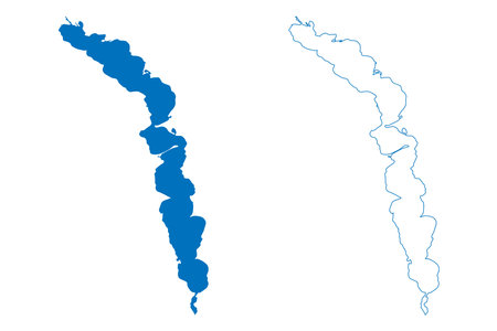 Lake Osoyoos (Canada, United States, North America, us) map vector illustration, scribble sketch Osoyoos mapのイラスト素材