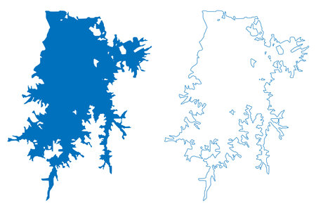 Lake Brokopondo Reservoir (South America, Republic of Suriname) map vector illustration, scribble sketch Professor Doctor Ingenieur W. J. van Blommestein Meer or Brokopondostuwmeer Dam mapのイラスト素材