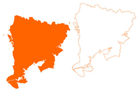 Southwest Friesland municipality (Kingdom of the Netherlands, Holland, Frisia or Friesland province) map vector illustration, scribble sketch SÃºdwest-FryslÃ¢n or Sudwest-Fryslan mapのイラスト素材