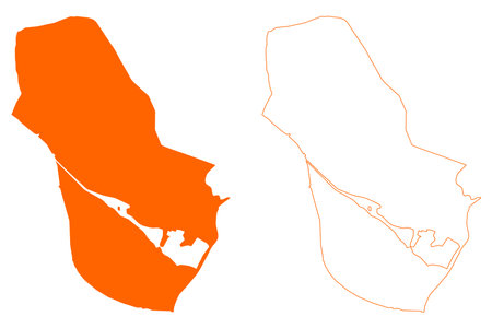 Mook en Middelaar municipality (Kingdom of the Netherlands, Holland, Limburg province) map vector illustration, scribble sketch Mook en Middelar mapのイラスト素材