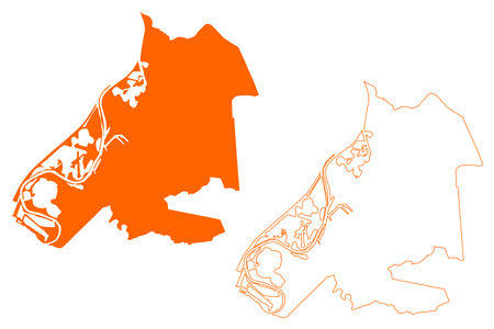 Roermond city and municipality (Kingdom of the Netherlands, Holland, Limburg province) map vector illustration, scribble sketch Remunj mapのイラスト素材