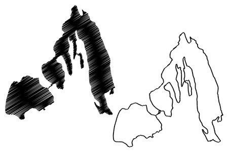 Lake Afambo and Bario (Africa, Federal Democratic Republic of Ethiopia) map vector illustration, scribble sketch mapのイラスト素材