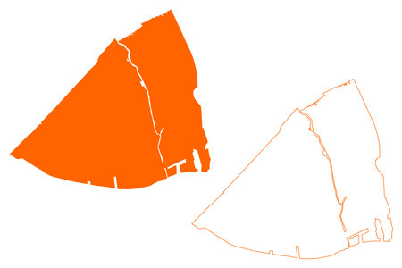 Vlaardingen municipality (Kingdom of the Netherlands, Holland, South Holland or Zuid-Holland province) map vector illustration, scribble sketch mapのイラスト素材