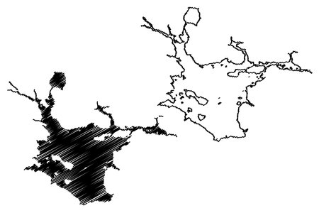 Lokka Reservoir (Republic of Finland) map vector illustration, scribble sketch Lokan tekojÃ¤rvi, Lokan allas mapのイラスト素材