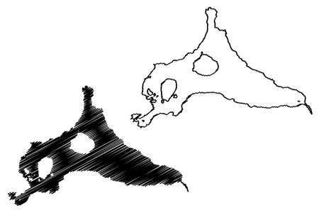 Lake Tunnsjoen (Kingdom of Norway) map vector illustration, scribble sketch Tunnsjoen or Datnejaevrie mapのイラスト素材