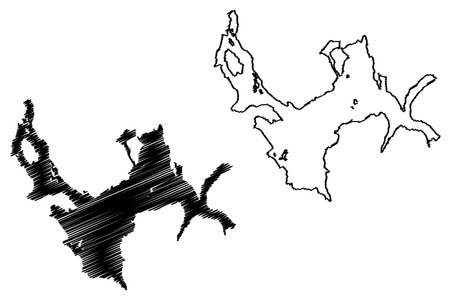 Lake Greve (South America, Republic of Chile) map vector illustration, scribble sketch mapのイラスト素材