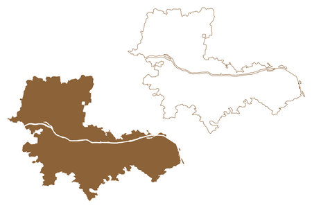 Tulln an der Donau district (Republic of Austria or Ãsterreich, Lower Austria or NiederÃ¶sterreich state) map vector illustration, scribble sketch Bezirk Tulln mapのイラスト素材