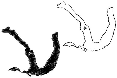 Lake Mascardi (South America, Argentine Republic, Argentina) map vector illustration, scribble sketch Lago Mascardi mapのイラスト素材