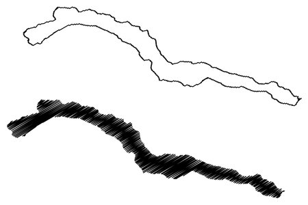 Lake Seton (Canada, North America) map vector illustration, scribble sketch mapのイラスト素材