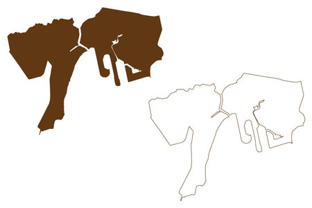 Bayside Council (Commonwealth of Australia, New South Wales, NSW) map vector illustration, scribble sketch Bayside mapのイラスト素材