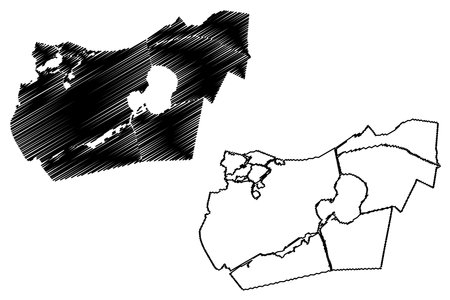 Kaag en Braassem municipality (Kingdom of the Netherlands, Holland, South Holland or Zuid-Holland province) map vector illustration, scribble sketch mapのイラスト素材