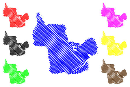 Lake Etang de Berre (French Republic,France) map vector illustration, scribble sketch Ãtang de Berre and Bolmon mapのイラスト素材