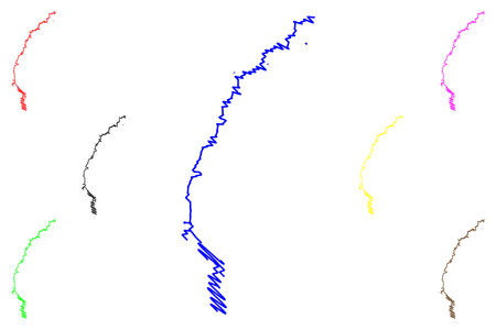 Lake Bighorn Reservoir (United States of America, North America, us, usa, Wyoming and Montana) map vector illustration, scribble sketch Yellowtail Dam mapのイラスト素材
