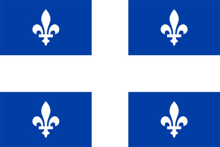 Flag of Quebec Province (Canada, North America) FleurdelisÃ©, blue field charged with a symmetric cross between four fleurs-de-lisのイラスト素材