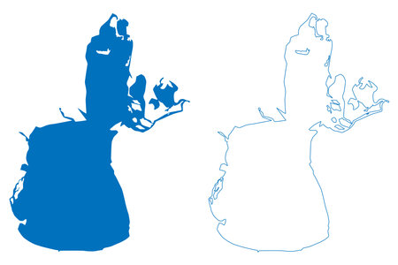 Lake La Gaiba (Plurinational State of Bolivia, Federative Republic of Brazil) map vector illustration, scribble sketch Laguna La Gaiba mapのイラスト素材