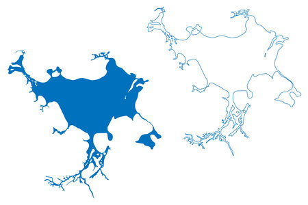 Lake Botkul (Republic of Kazakhstan, Russian Federation, Russia) map vector illustration, scribble sketch Botkul mapのイラスト素材