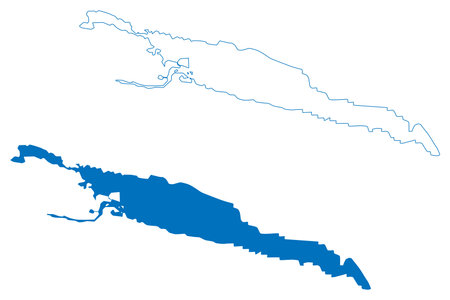 Ranseren Lake (Kingdom of Norway, Sweden) map vector illustration, scribble sketch Bije-Ransarn or Bijjie Raentsere mapのイラスト素材