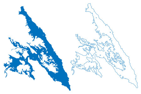 Cerro de Oro Lake (United Mexican States, Mexico) map vector illustration, scribble sketch Reservoir Gold Hill dam, Miguel de la Madrid Hurtado mapのイラスト素材