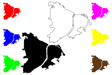 Nizhny Novgorod city (Russia, Russian Federation) map vector illustration, scribble sketch Novgorod of the Lower Land or Gorky mapのイラスト素材