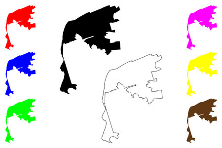 Turbo city (Republic of Colombia) map vector illustration, scribble sketch Turbo mapのイラスト素材